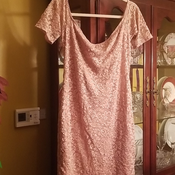 Plus Pink Lace Dress - Picture 2 of 5